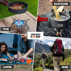 Smokey Camp Camping Cookware Mess Kit Set with Stove - Backpacking Camping Pots and Pans Set, All in One Non-Stick Camping Cooking Set, Portable Stove, Hiking, Picnic, Outdoor & Camping Cookware Set