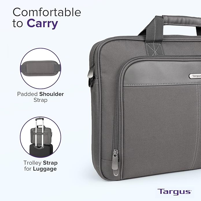 Targus Classic Slim Laptop Bag - Ergonomic Briefcase and Messenger Bag - Spacious Foam Padded for Laptops and Under
