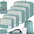 BAGAIL 9 Set Packing Cubes with Packing List Luggage Packing Organizers for Travel Accessories (Dusty Blue)