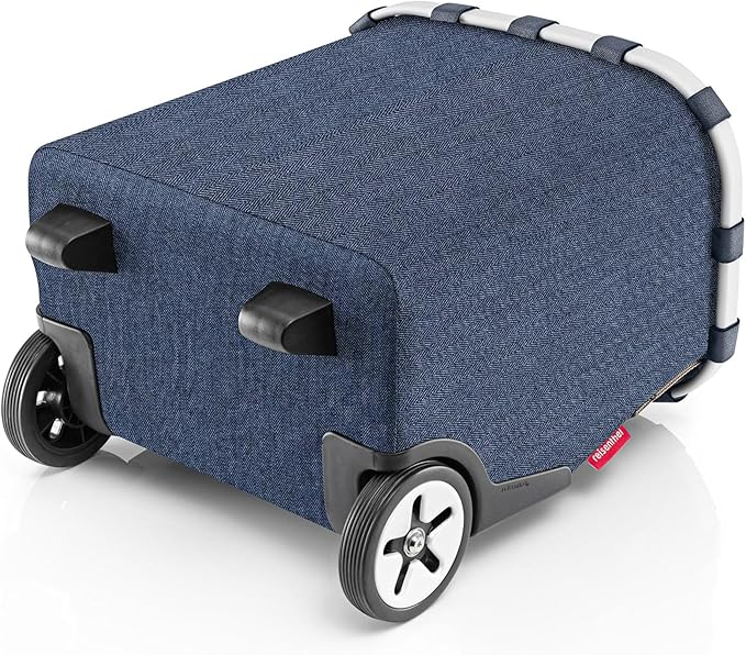 reisenthel carrycruiser Herringbone Dark Blue - Portable Shopping Trolley with Sturdy Aluminum Frame, Shoulder Strap and Removable mesh Inner Bag -Water-Repellent