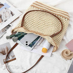 Pleneal Crochet Beach Bag, Summer Woven Tote Bag with Lining, Soft Purse Shoulder Bags for Vacation