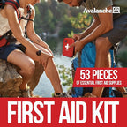 Avalanche 53 Pieces First Aid Kit, Compact Emergency Supplies Kit for Home, School, Car, Travel, Sports or Camping in Hard Shell Foam Case, Portable Mini First Aid Kit, Red