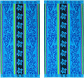 COTTON CRAFT Oversized Beach Towel - 2 Pack XL 39 x 68 inches Big & Huge Beach Blanket Towel - 100% Cotton Jacquard Velour - Super Soft Luxury - Pool Picnic Bath - Tropical Hibiscus Aqua Blue Purple