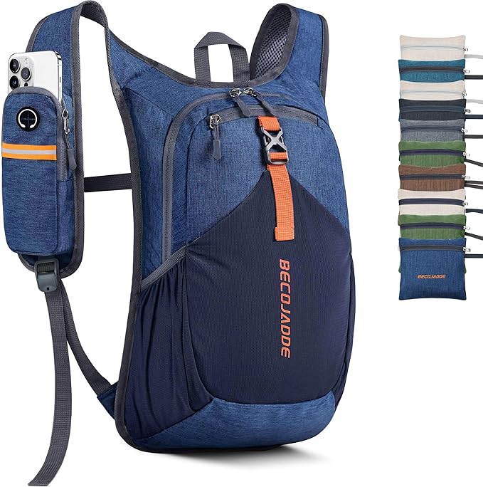 BECOJADDE 15L Small Hiking Backpack for Men Women Foldable Packable Back Pack Ultralight Hiking Daypack for Travel Camping Outdoor, Navy Blue