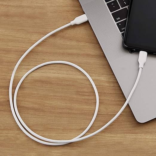 Amazon Basics USB-C to USB-C 2.0 Fast Charging Cable, 480Mbps Speed, USB-IF Certified, for Apple iPhone 16/15, iPad, Samsung Galaxy, Tablets, Laptops, 3 Foot, White (Pack of 2)