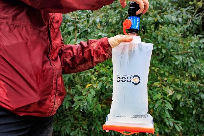 Vecto Water Collection and Filtration Bag (2L, 3L) - 28mm Neck Compatible with Popular Filters - Wide Opening for Easy Water Collection - Lightweight, Compact, Durable Tethered Cap and Slider