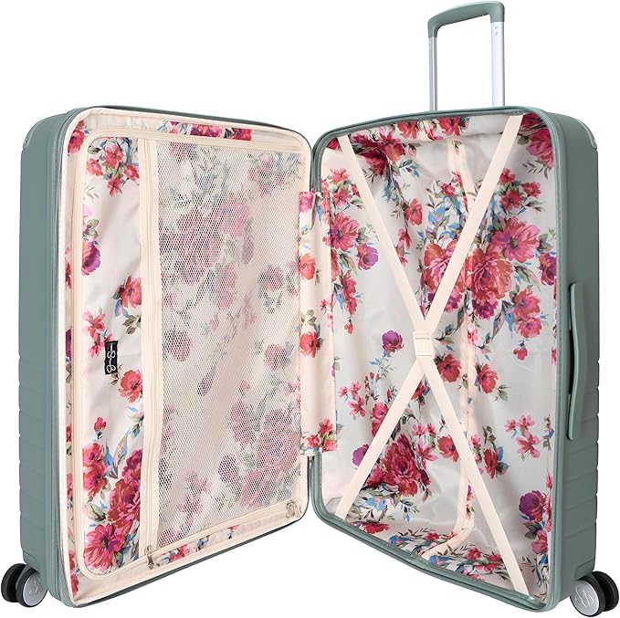Jessica Simpson Countryside 30" Expandable 8-Wheel Spinner Large Checked Luggage Suitcase, Chinois Green