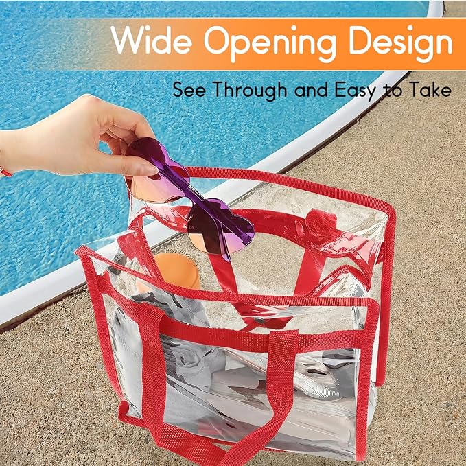 Hoiny Clear Bag for Stadium Events Approved, 12x6x12 Large Transparent Tote Bag with Zipper for Gym Concert Sports Festivals