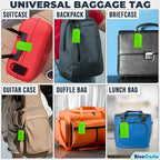 BlueCosto - Luggage Tags - Large, Green, 25 PK - Bulk PVC Suitcase Tags w/Privacy Cover & Stainless Steel Wire Loops - Multipack Personalized Baggage Identifiers for Travel - Backpack Name Labels