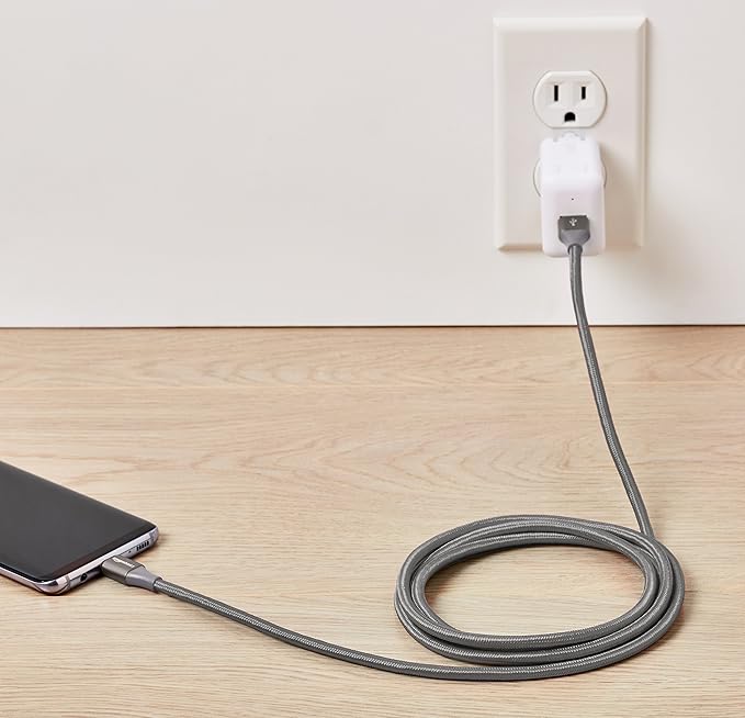 Amazon Basics USB-C to USB-A 3.1 Gen 1 Fast Charger Cable, Nylon Braided, 5Gbps High-Speed for Apple iPhone 16/15, iPad, Samsung Galaxy, Tablets, Laptops, 6 Foot, Dark Gray