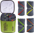 4Monster 4-Pack Quick Dry Microfiber Travel Towels – Super Absorbent, Ultra-Soft Camping Towel Set with Water-Resistant Bag, Lightweight & Compact for RV, Gym, Beach, Pool, Swimming, and Family Trips