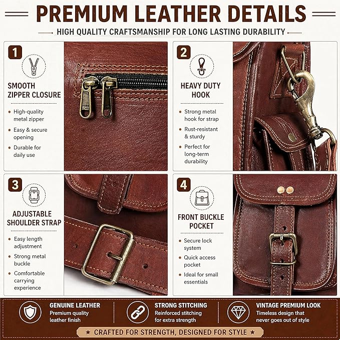 DHK Laptop Messenger Bag 17.6 Inch, Tocode Water Resistant Vintage Canvas Leather Shoulder Bag, Durable Computer Bags Business Briefcases Satchel Bag Work Bags for Men and Women, Coffee (brown)