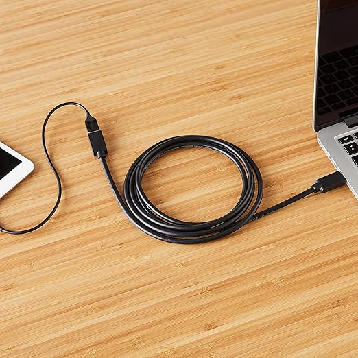 Amazon Basics USB 3.0 Extension Cable, A-Male to A-Female, 4.8Gbps High-Speed, Gold-Plated Connectors, 6.5 Foot, Black