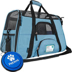 PetAmi Airline Approved Pet Carrier for Cats & Small Dogs, Soft Sided TSA Travel Carrier Bag with Sherpa Bed, Breathable Mesh Ventilation, Collapsible Bowl, Fits Under Seat, Up to 18 lbs, Large Blue