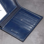 HISCOW Italian Leather Passport Holder for Travel - RFID Blocking Wallet Cover with Secure Organizer for Men & Women, US & Foreign Trips, Antiqued Blue