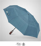 Balios Travel Folding Umbrella with Real Wood Handle Auto Open Close Vented Windproof Canopy - Designed in UK