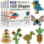 TOSY Magnet Fidget Spinner Mini - 8 Blocks, 3in1 Toy: Transformable Fidget Spinner, Infinity Cube, 2x2 Puzzle Cube, Easter Basket Stuffers Gift for Kids/Adult, STEM Sensory Stress Relief Toy, 4-Pack