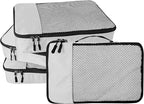 WTREE 4-Piece Packing Cubes Travel Accessories Set for Suitcases - Luggage Organizer Bags with Double Zipper - Mesh Top - Large - Beige