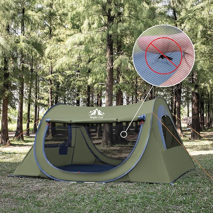 Night Cat Pop-up Camping Tent: 2 Person Tent Waterproof Instant Easy Setup Tunnel Tent