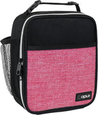 opux Premium Insulated Lunch Box, Soft School Lunch Bag for Girls Kids, Leakproof Small Lunch Pail Women Work, Reusable Compact Cooler Tote Lunchbox for Office Adult, Heather Pink