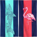 Genovega 2 Packs Oversized Beach Towel Set 36 x 72 ln Large Big Pool Camping Swim Clearance Soft Towels Travel Essentials Accessories Must Haves Vacation Necessities Adult Gifts Shark Flamingo