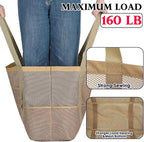 Fammart Mesh Beach Bag, Large Beach Tote with Zipper Pocket, Toys Pool Bag for Family Travel Vacation Cruise Essentials