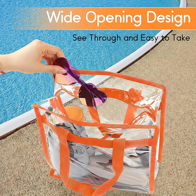 Hoiny Clear Bag for Stadium Events Approved, 12x6x12 Large Transparent Tote Bag with Zipper for Gym Concert Sports Festivals