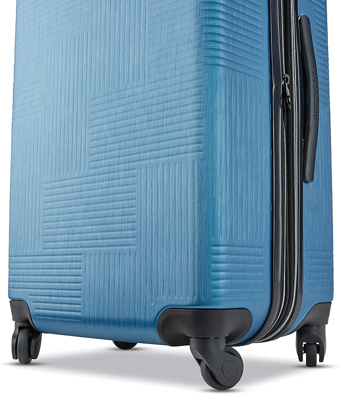 American Tourister Stratum XLT Expandable Hardside Luggage with Spinner Wheels, Blue Spruce, Checked-Large 28-Inch