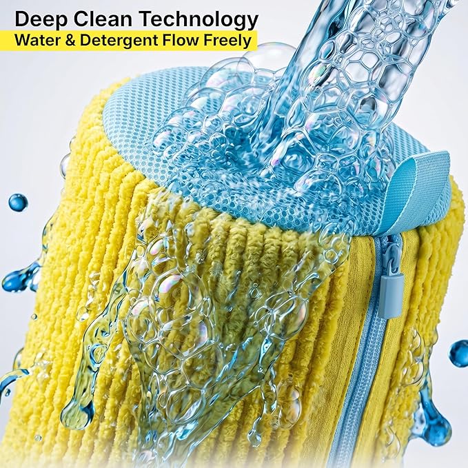 Shoe Washing Machine Bag for Washer & Dryer, Mesh Laundry Shoe Bag with Brush & Shoe Trees, Sneaker Cleaning Bag, Reusable Shoe Cleaner, Fits Up to Size 13