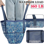 Fammart Mesh Beach Bag, Large Beach Tote with Zipper Pocket, Toys Pool Bag for Family Travel Vacation Cruise Essentials