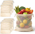 LEAFICO Reusable Produce Bags – 100% Cotton Mesh & Solid Hybrid (Small 8x10 inch 6 Pcs) – Cloth Grocery Bags for Garlic, Nuts, Onions, Bulk Snacks – Washable, Plastic-Free, Breathable, Zero Waste