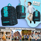 Minecraft Backpack for Boys Kids Teens Adjustable Straps Front Pocket Daypack Backpacks for Sports Gym School Gamer Gifts (Blue)