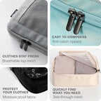 Aerotrunk Compression Packing Cubes for Travel - Luggage Organizer Bags - Double Zipper Packing Cubes for Suitcases (4-Pack, Black)