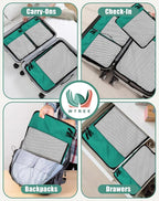 WTREE 4-Piece Packing Cubes Travel Accessories Set for Suitcases - Luggage Organizer Bags with Double Zipper - Mesh Top - Large - Green