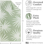 Laguna Beach Textile Co. Tropical Cabana Beach Towel - Oversized, Plush 630 GSM Cotton - Agave Green