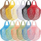Shappy 12 Pack Reusable Mesh Grocery Bags Large Crochet Market Bag Cotton Kitchen Tote for Fruit Vegetable Storage