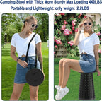 2026 Upgraded 45cm Collapsible Stool with Cushion, Maximum Loading 440 Pounds, Portable and Lightweight Adjustable Seat, Camping Retractable Stool for Outdoor Camping, Fishing, Hiking, BBQ
