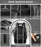 Spacious Carry On Backpack,Expandable Large 1-7DAYS Capacity Travel Backpack with Cable Access Port,Fits 18.4" Laptop,Anti Theft Water Resistant Work Backpack for Men Women,Extended Travel Work,Grey