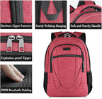 BIKROD Unisex Rose Laptop Backpack, Suitable for College Students, 17-inch Laptop Compartment, Spacious Interior, USB Charging Port, Anti-Theft Design, Comfortable Back Panel