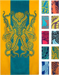 Nova Blue Octopus Beach Towel (34 X 63) – Orange & Teal Colorway with Tropical Design Travel Beach Towels Made from 100% Cotton – Vibrant Colorful Blanket Towel –Beach Towel for Adults