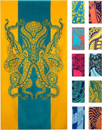 Nova Blue Octopus Beach Towel (34 X 63) – Orange & Teal Colorway with Tropical Design Travel Beach Towels Made from 100% Cotton – Vibrant Colorful Blanket Towel –Beach Towel for Adults