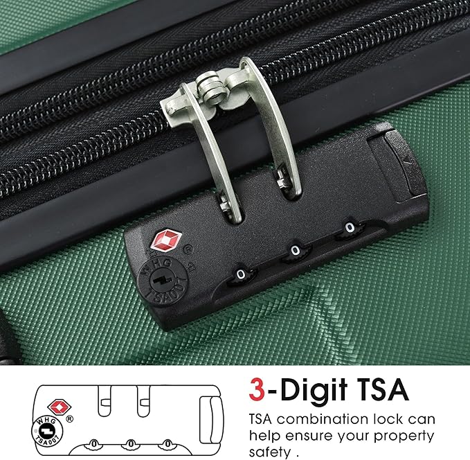 2 Piece Luggage Set, Hardside Suitcase with Spinner Wheels, TSA Lock & Expandable Hard Shell, Carry on and Checked Luggage for Travel, Maletas de Viaje for Men & Women (Green, 20+28Inch)