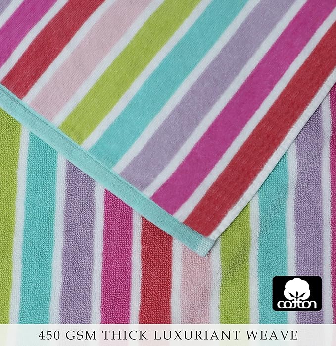 COTTON CRAFT Oversized Beach Towels - 2 Pack XXL 35x84 - The Big Kahuna 7 Foot Extra Large Beach Blanket Towel - Big & Tall - Huge 100% Cotton Velour Soft Pool Bath Luxury Towel - Pink Multi