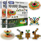 TOSY Magnet Fidget Spinner Glow - 16 Blocks, 3in1 Toy: Transformable Fidget Spinner, Infinity/Puzzle Cube, Easter Basket Stuffers Gift for Kids/Adults, Glowing STEM Sensory Stress Relief, 2-Pack
