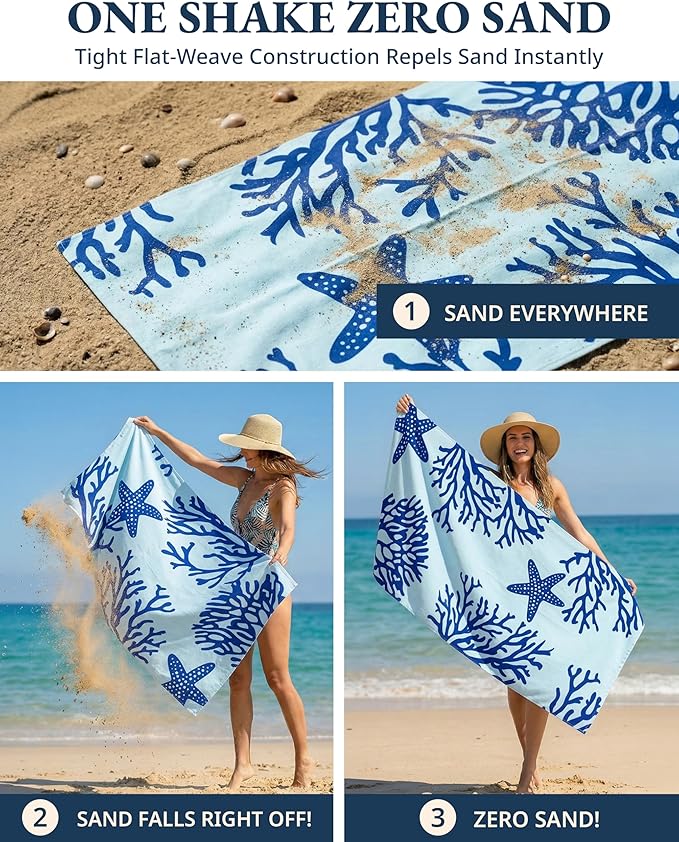 LANE LINEN Beach Towels 6 Pack, Oversized Pre-Washed Large Stylish Pool Towels for Adults, Quick Dry Lightweight Travel Towel, 39"x71" - Coral Beach