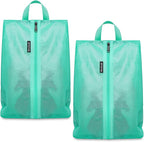 Bagail Shoe Bags for Travel,2 Set Shoe Bag for Storage in Closet,Transparent Shoe Packing Organizers with YKK Zipper (L 17"x10"x5", Turquoise 2pcs)