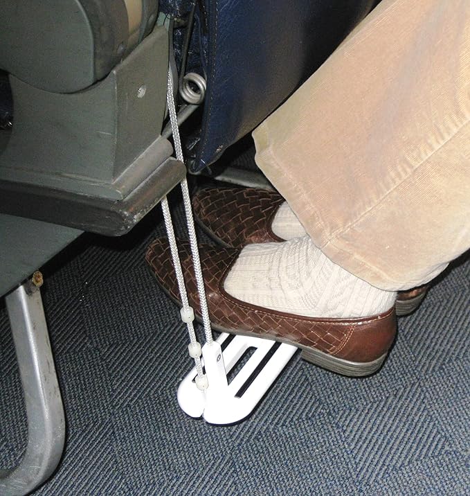 Airplane Travel Footrest, Portable, carryon Foot Rest Offers Economy Class Comfort for Legs and feet. Height Adjustable. Helps Prevent Leg Cramps, Swelling and Back Problems on Long Flights.