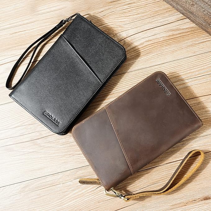 Polare Full Grain Leather Passport Holder Cover Case for Men and Women RFID Blocking Family Travel Wallet Holds 6 Passports