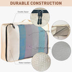 Toncoke 8-Piece Packing Cubes for Travel, Mesh Luggage Organizers with Shoe Bag, Toiletry Bag, Laundry Pouches, 4 Sizes (XL/L/M/S) for Suitcase Organization, Men Women Kids, Beige