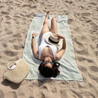 WETCAT Turkish Beach Towel Oversized (38"x71") 100% Turkish Cotton, Made in Turkey - Sand Free, Extra Large, Ultra Soft, Quick Drying, Compact & Lightweight for Travel - Seafoam Green